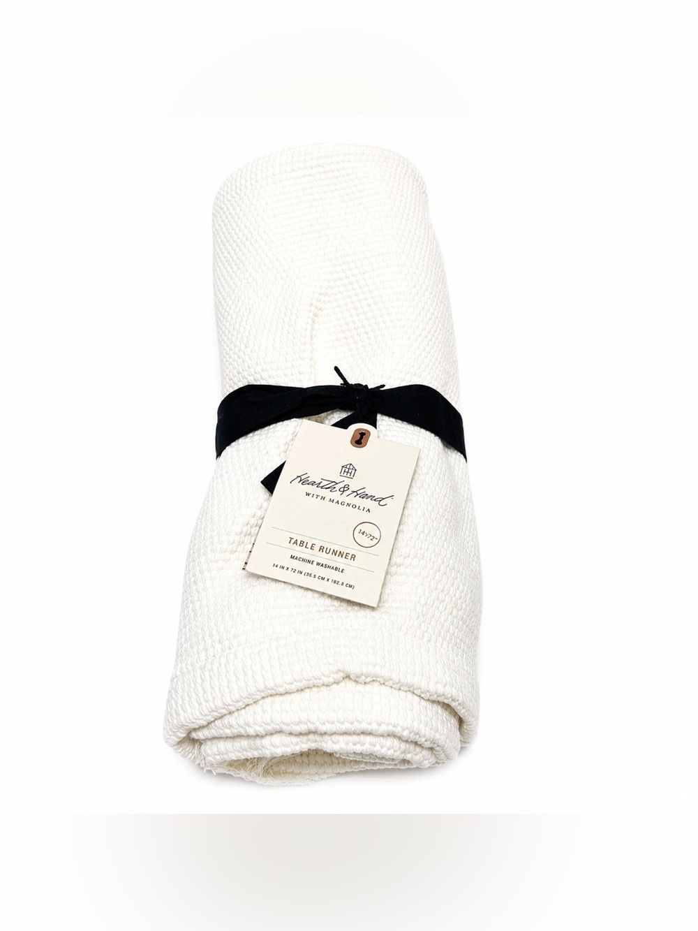 Hearth & Hand Magnolia Solid Texture Woven Table Runner Cream White cottagecore